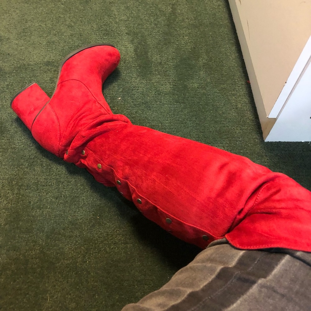 Red Rampage Above the Knee Suede Boots/ Never Worn